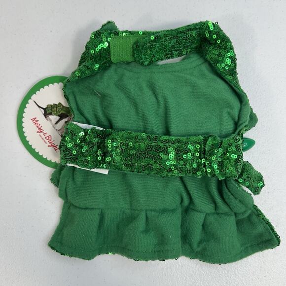 Merry & Bright Sz XS Holiday Christmas Pet Dog Cat Apparel Sequin Tree Costume - Picture 5 of 7